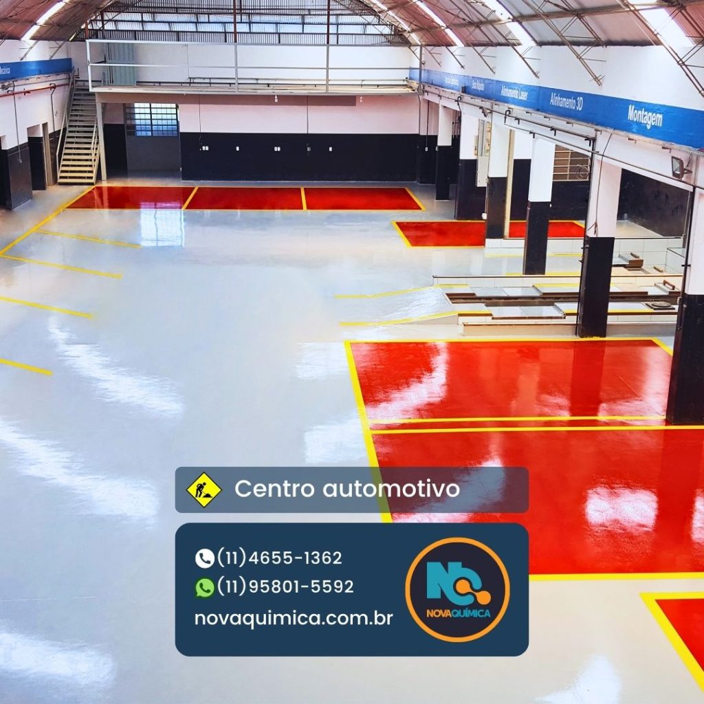 Pintura e demarcação de centro automotivo de grande porte, obra executada pela NOVA QUÍMICA REVESTIMENTOS EM PISOS INDUSTRIAIS. Peça um orçamento sem compromisso em nosso WhatsApp (11) 958015592. Atendemos indústria e comércio em todo o Brasil.