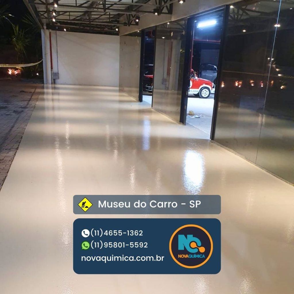Pintura e demarcação em piso do Museu do Carro em São Roque, São Paulo, obra executada pela NOVA QUÍMICA REVESTIMENTOS EM PISOS INDUSTRIAIS. Peça um orçamento sem compromisso em nosso WhatsApp (11) 958015592. Atendemos indústria e comércio em todo o Brasil.
